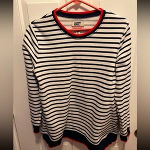 EUC Lands' End STRIPED PULL OVER SWEATSHIRT TOP MP